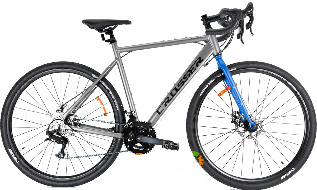 Фотография Велосипед Crosser Gravel NORD 1 28" размер М рама 17 2021 серо-синий 